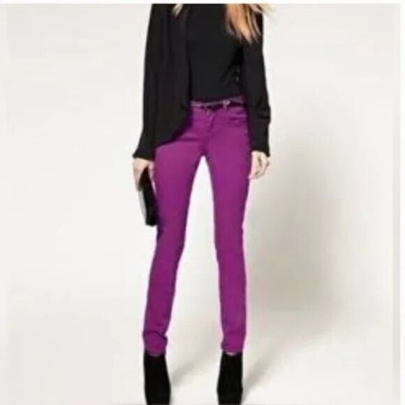J. Crew Factory Toothpick Skinny Jeans Jazzy Purple Womens Size 27 Denim Stretch - Picture 1 of 4